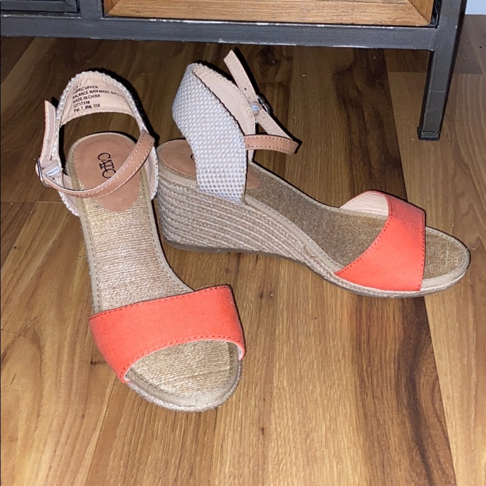 Wedged heels worn once!!!!
